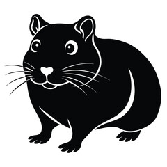 Hamster Animal black silhouette vector with white color background