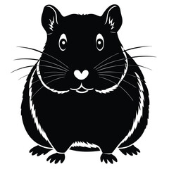 Hamster Animal black silhouette vector with white color background