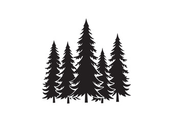 Pine tree forest silhouette vector