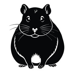 Hamster Animal black silhouette vector with white color background