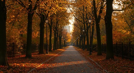 Naklejka premium Golden Hour Pathway AI Generated