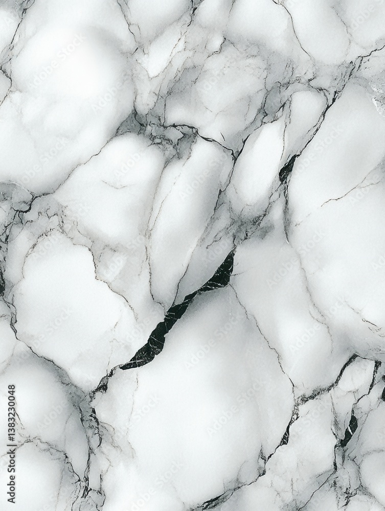 Aufkleber elegant white marble texture with intricate black veins creating a sophisticated visual pattern perf