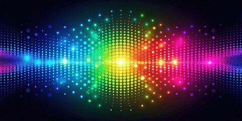 Abstract Vibrant Rainbow Dotted Pattern Background Design Featuring Glowing Circles and Sparkling Lights for a Festive and Energetic Feel