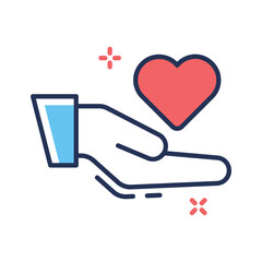A captivating line style icon of volunteer hand with heart