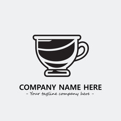 Cup illustration black and white for logo company vector image
