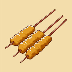 Illustration of 3 skewers in Cartoon Style