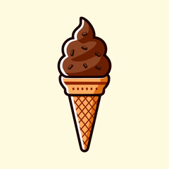 Illustration of Chocolate Ice Cream in Cartoon Style