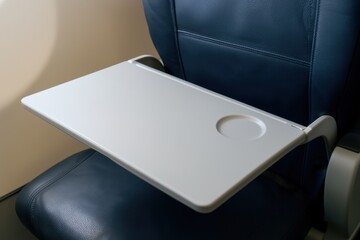 an in-flight tray table in the open position.
