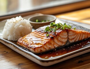 Teriyaki salmon with rice