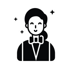 A well crafted glyph style icon of waitress character