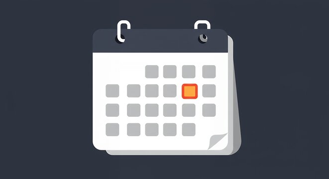 Calendar icon illustration with marked day symbolizing important event or appointment, business planning and time management concept for scheduling and reminders