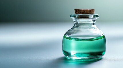 Green Elixir in a Vintage Glass Bottle for Scientific Research