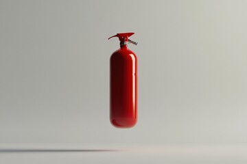 Obraz premium A solitary red fire extinguisher floating with a neutral background