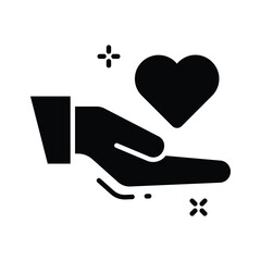 A captivating glyph style icon of volunteer hand with heart