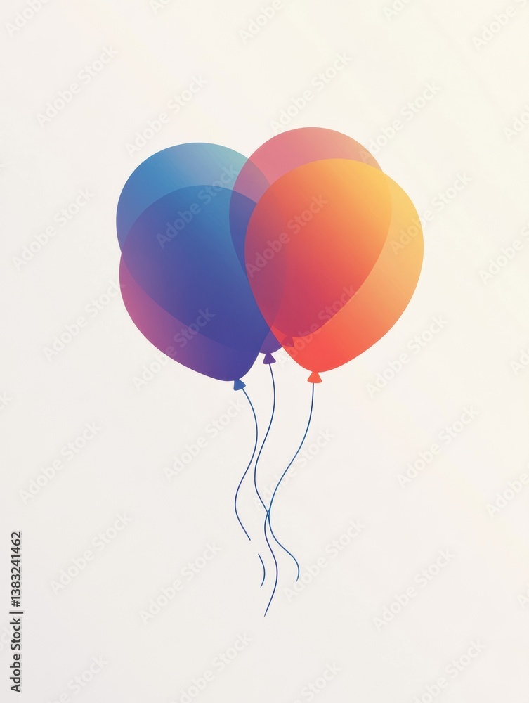Leinwandbilder floating balloons create a festive atmosphere with minimalist design and soft gradients in a modern 