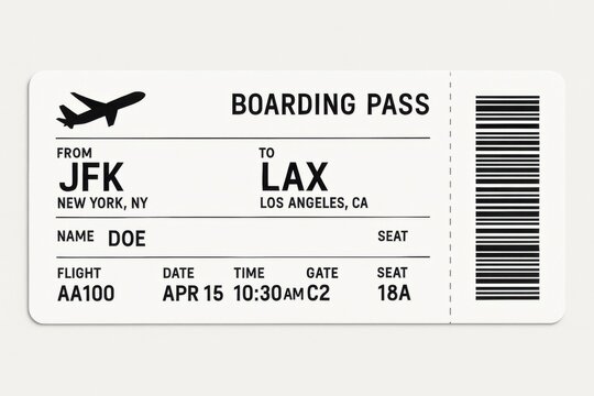  airport boarding pass on a white background 