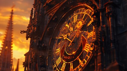 Obraz premium Detailed Close-Up of an Intricate Clock Tower Showcasing Stunning Architecture