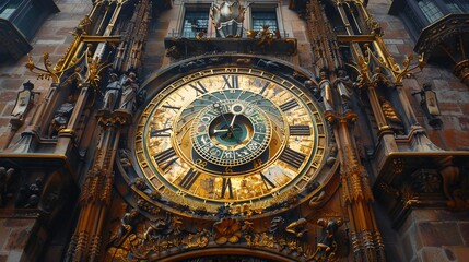 Obraz premium Detailed Close-Up of an Intricate Clock Tower Showcasing Stunning Architecture