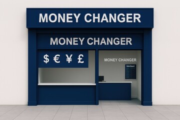 a money changer establishment with a clean, modern storefront