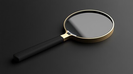 A futuristic magnifying glass with an LED display placed on a sleek charcoal gray background