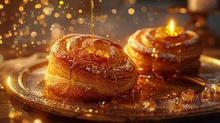Irresistible Pastries Drenched in Honey with a Glimmering Golden Glow