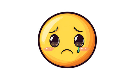 Fototapeta premium Sad Face Emoji with a Single Tear