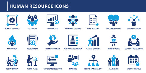 human resources icon pack, solid icon collection