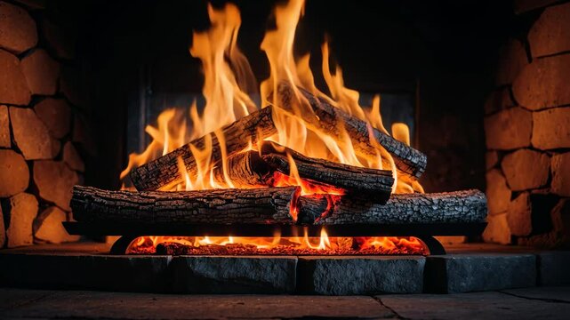 Radiant flame in masonry fireplace