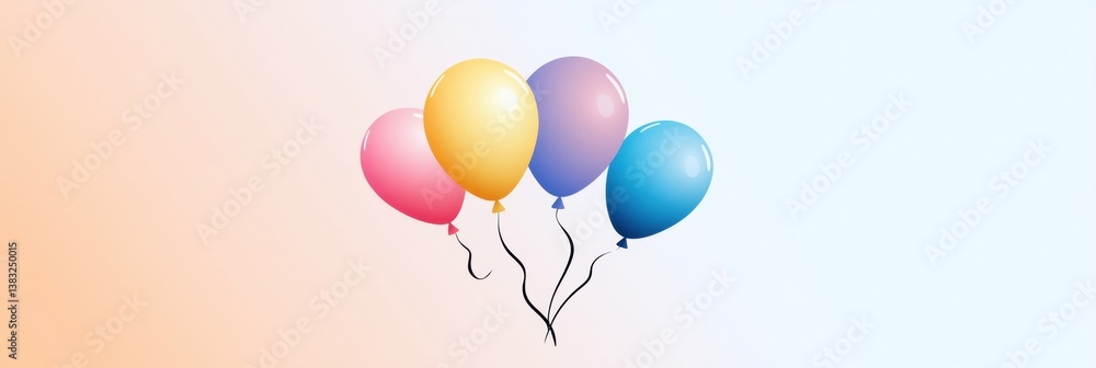 Fototapete floating balloons in a minimalist design create a festive atmosphere with soft gradients and a moder