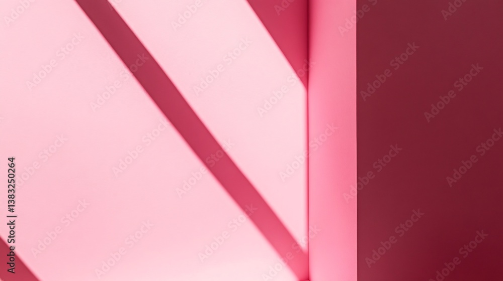 Aufkleber diagonal light beam creating shadow on pink wall minimalist background