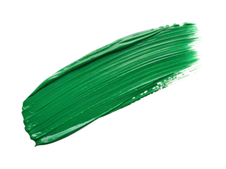 Green paint brush stroke isolated on transparent background. Png