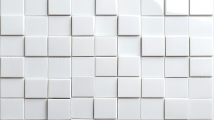 Contemporary white ceramic mosaic tile wall texture minimalist art display for interior design