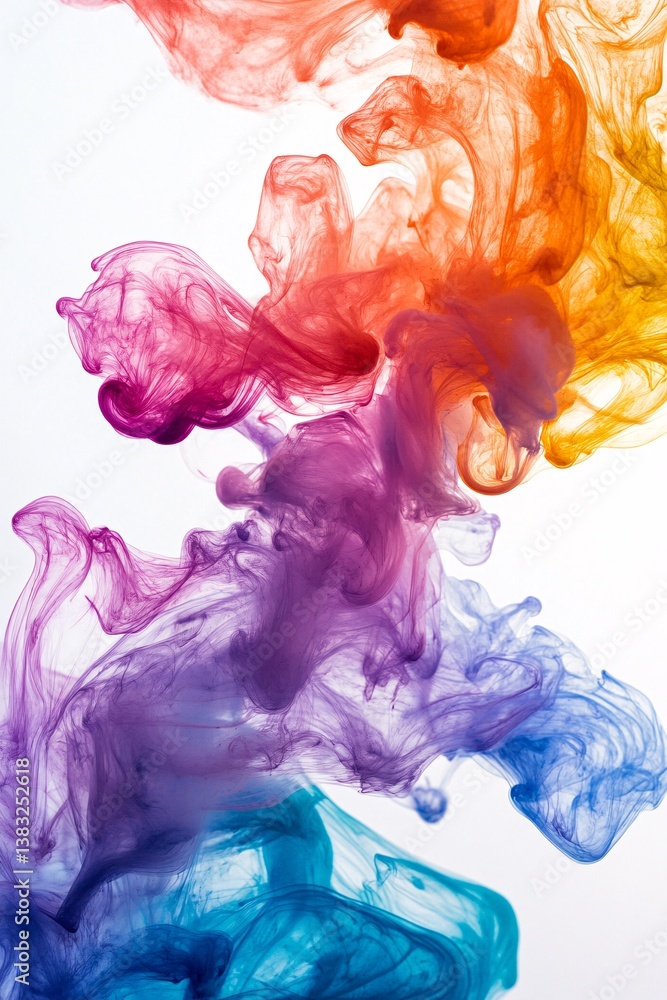 Poster colored smoke forming abstract shapes while mixing with each other
