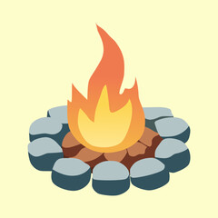 Illustration of a Campfire Isometric Design Style