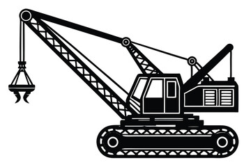 Crawler crane vector icon silhouette