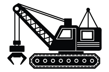 Crawler crane vector icon silhouette