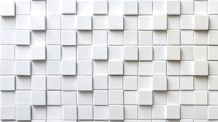 Abstract white ceramic mosaic tile wall home interior texture art modern design close-up view aesthetic appeal