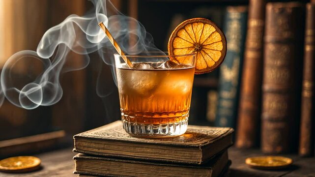 Cocktail in a retro style served in a glass cup.