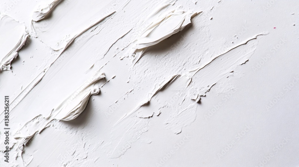 Poster White acrylic paint texture creating abstract shapes on canvas