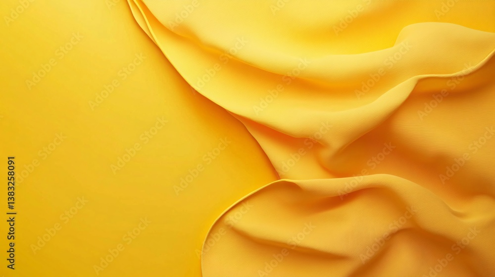 Aufkleber Yellow fabric creating wavy background with copy space