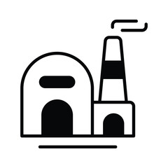 Creatively designed glyph icon of factory building