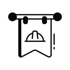 An editable glyph style icon showing labour banner