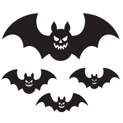 halloween bat, bat various black vector silhouettes 