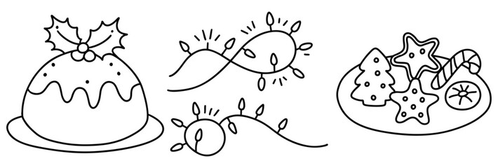 Delight in festive spirit with this charming Christmas stuff featuring pudding, twinkling lights, and sweet treats