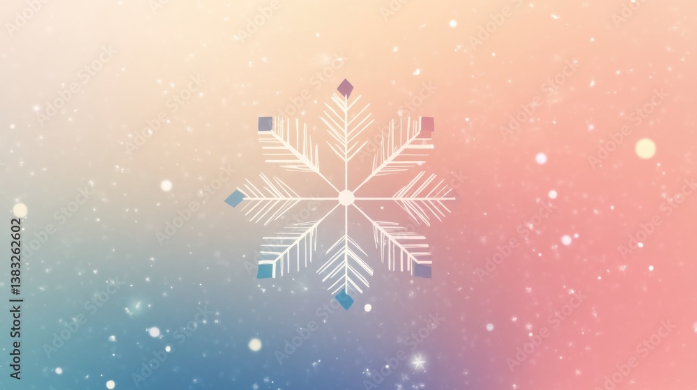 Leinwandbilder geometric snowflake logo centered on a soft gradient winter background for a clean and modern festiv