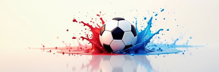Naklejka premium Dynamic Soccer Ball with Splashing Colors