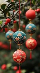 Fototapeta premium Ornate decorative hanging spheres