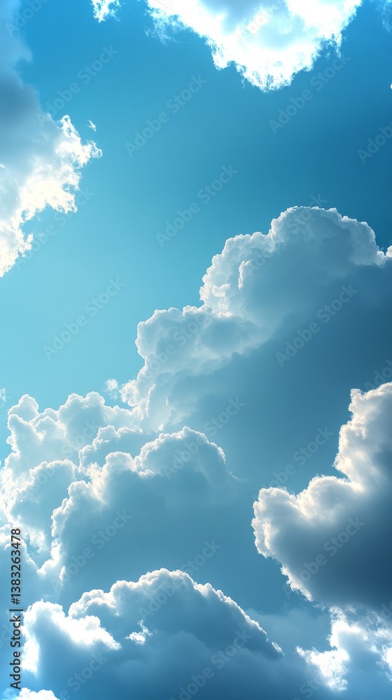 Poster pastel gradient background featuring soft clouds in a serene sky during daylight