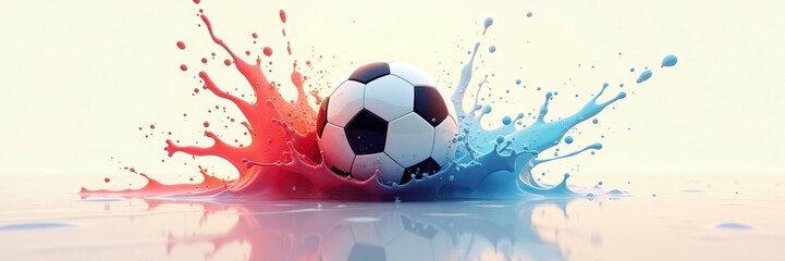 Naklejka premium Colorful Impact: Soccer Ball Paint Explosion