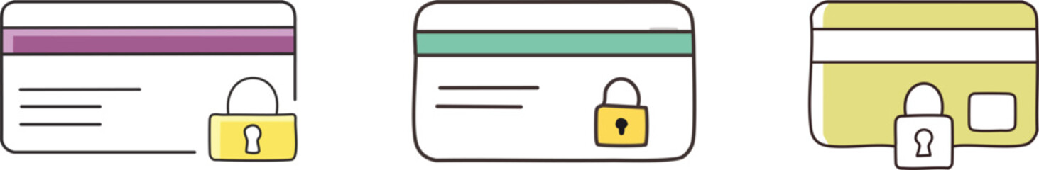 Secure payment icon with padlock symbol · Online transaction safety, banking UI and ecommerce checkout visuals. Padlock and credit card icon for payment security